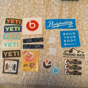 Assorted Brand Logo Sticker Pack - White, Blue, Black, Green, Orange